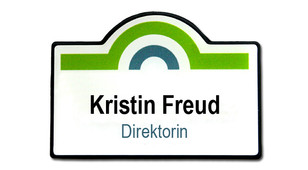 Geformte Namensschilder aus Kunststoff - Schwarzer Rand und weißer Hintergrund | www.namebadgesinternational.at